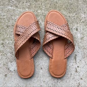 Crossband Laser Cut Slide-On Sandals